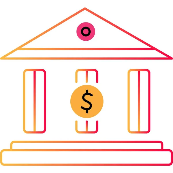 Значок Контура Банка Деньги Бизнес Вектор Символ Наличных Финансов Экономика — стоковый вектор