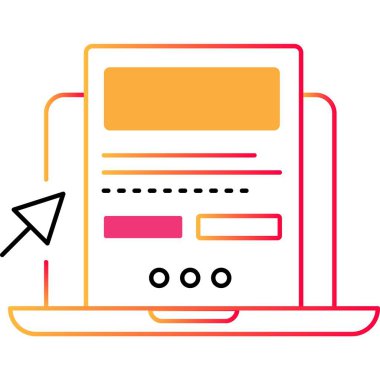 Web tasarımı yazılım ana hatları simgesi. Beyaz arkaplanda izole edilmiş vektör dizüstü bilgisayar