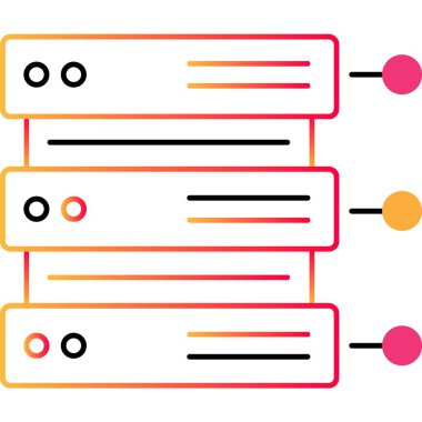 Sunucu ana hatları simgesi. Veri depolama, bulut bilgisayar vektörü. İnternet ağı, web teknolojisi. Büyük veritabanı düz tasarımı için donanımı düzenle