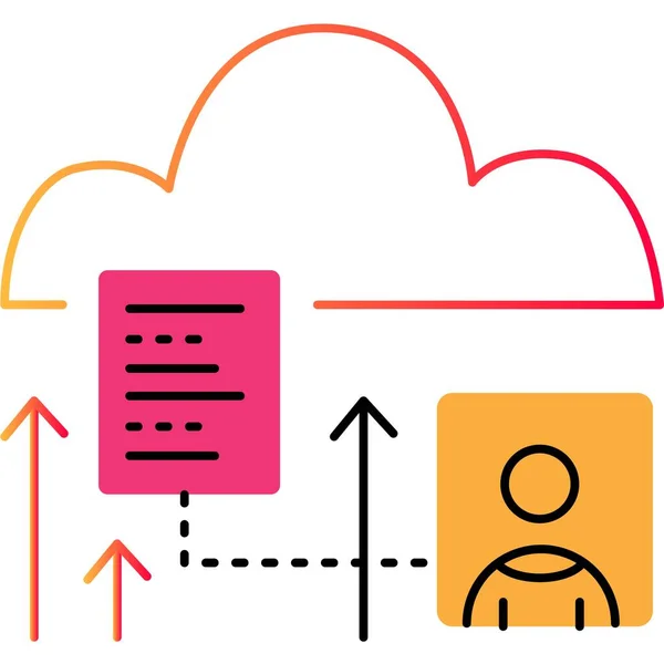 Icono Contorno Computación Nube Vector Tecnología Red Respaldo Datos Personales — Archivo Imágenes Vectoriales