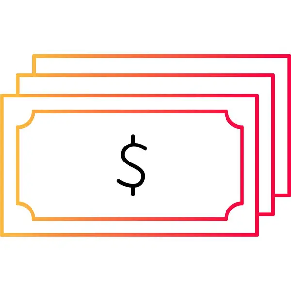Значок Контура Денежного Стека Вектор Банкнот Куча Бумажной Валюты Белом — стоковый вектор