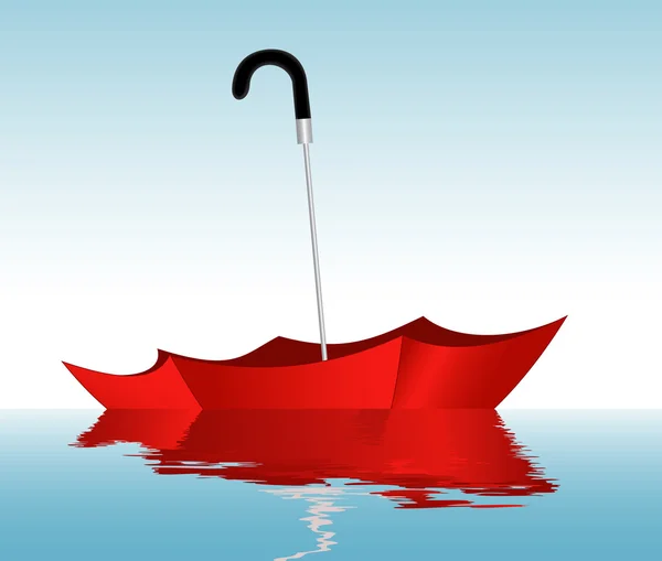 Umbrella on the water — Stock Vector