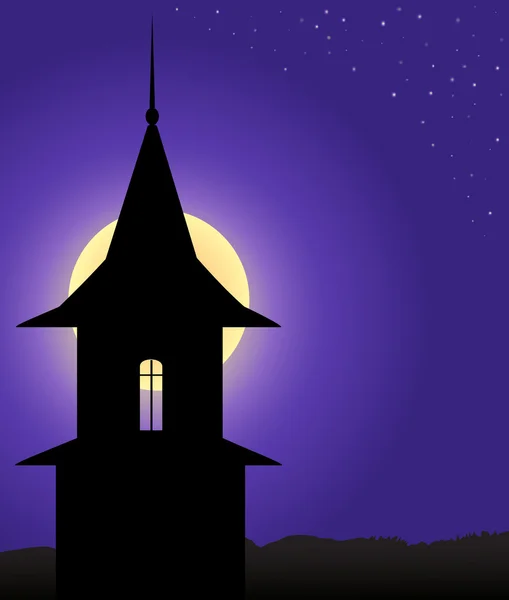 Башня в лунном свете — стоковый вектор