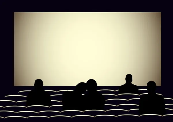 Cinema with silhouettes of people — Stock Vector