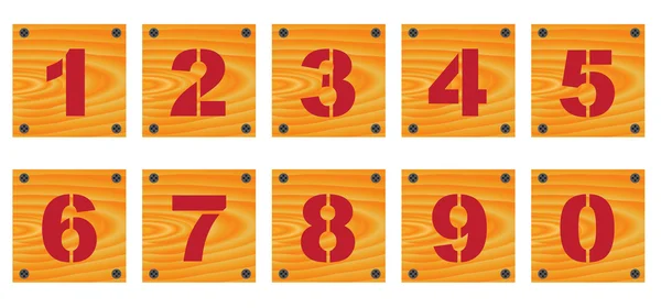 Wooden signs with numbers — Stock Vector