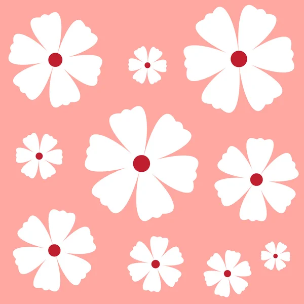 Bunga pada latar belakang merah muda - Stok Vektor