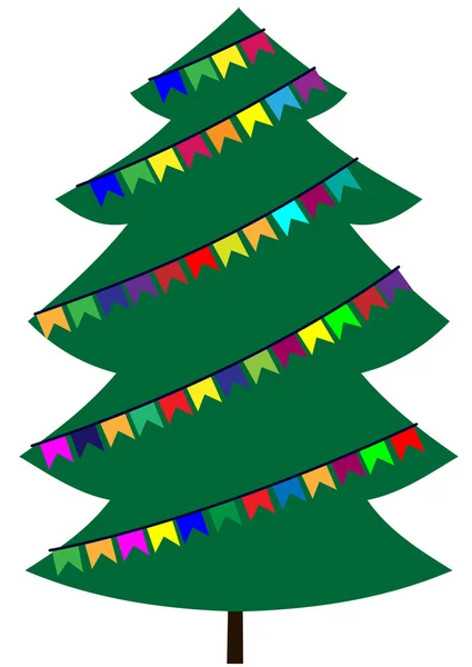 Arbre de Noël avec drapeaux — Image vectorielle