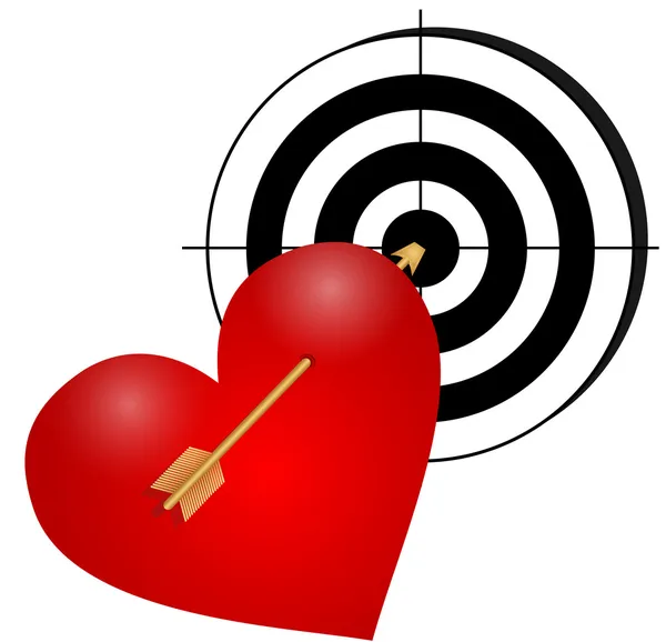 Сердце со стрелой и цель — стоковый вектор