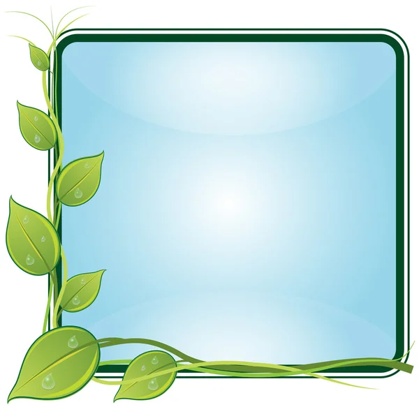 Ramoscello con foglie in cornice quadrata — Vettoriale Stock