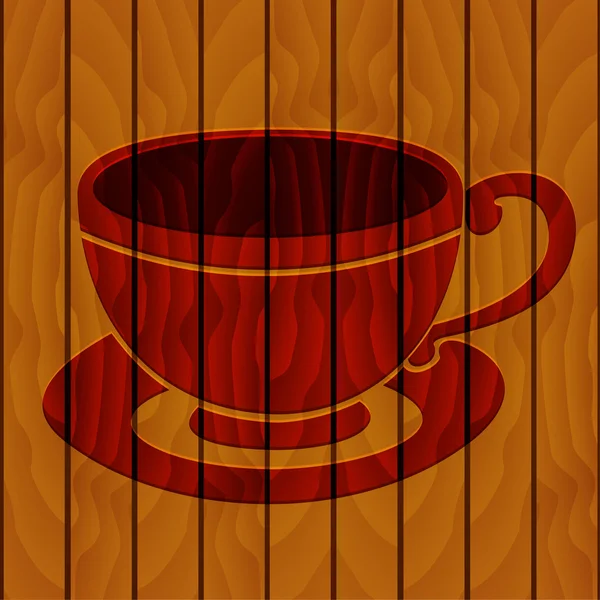 Tasse de café sur un fond en bois — Image vectorielle