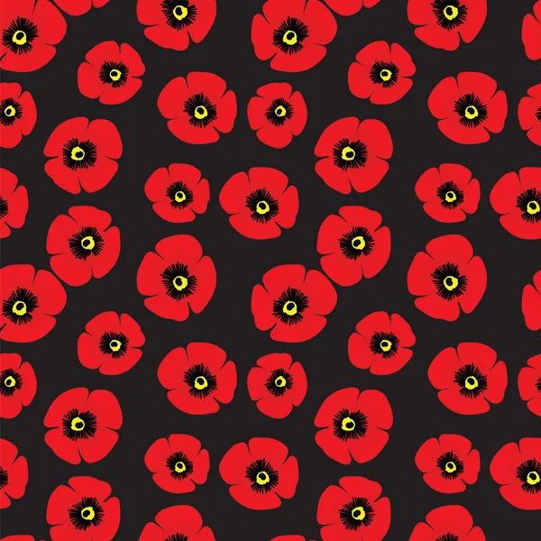 Seamless pattern of red poppies — Stock Vector