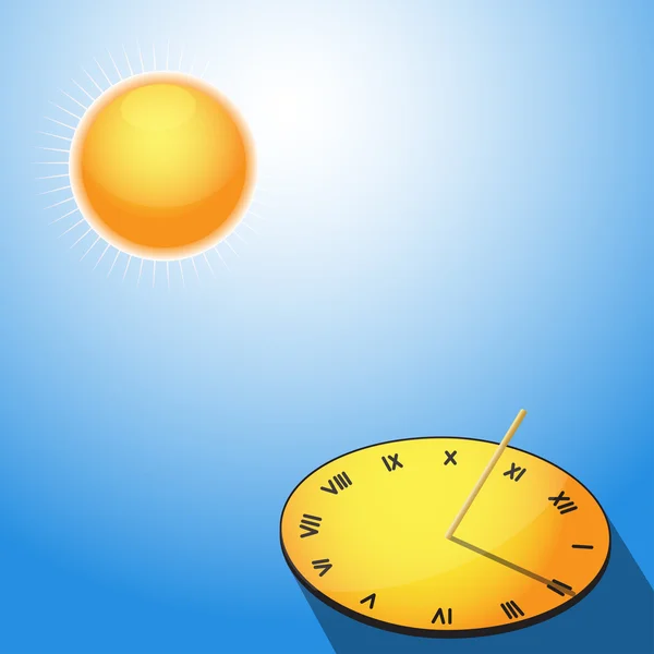 Sol y reloj de sol — Vector de stock