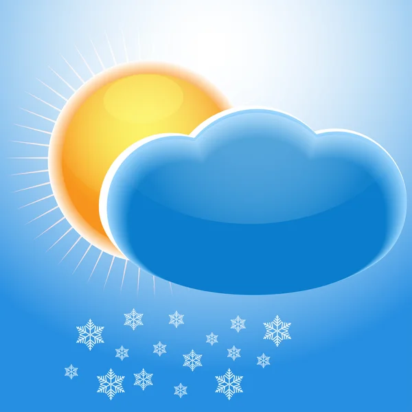 Słońce, Chmura i płatki śniegu — Wektor stockowy