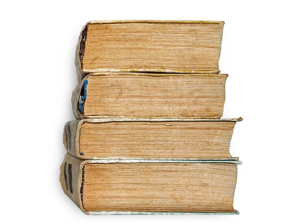 Pilha Livros Antigos Isolados Fundo Branco — Fotografia de Stock