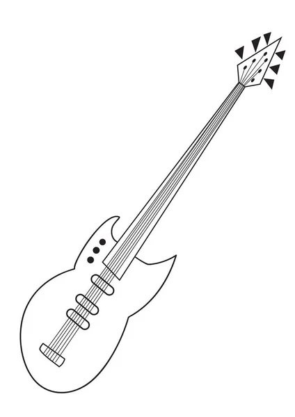 Ilustracja Czarno Białego Zarysu Gitary Elektrycznej Białym Tle — Wektor stockowy