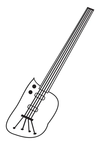 Illustration Black White Outline Electric Bass Guitar White Background — Stock Vector