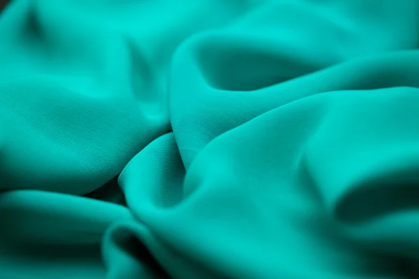 Blue, green, marine silk tender colored textile, elegance rippled material — Stock Photo, Image