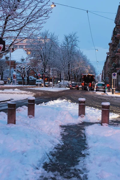 Страсбург Вело Снегом Зимним Утром — стоковое фото
