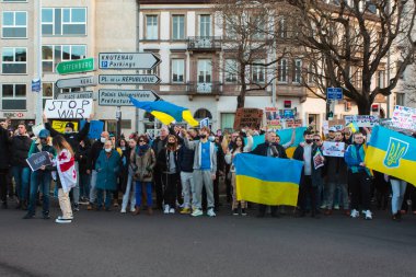 Rus Konsolosluğu, Ukrayna 'daki savaşa karşı Strasbourg, 26 Şubat 2022, Putin' e karşı, Kleber