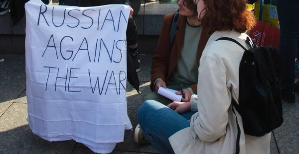Страсбург Против Войны Украине Февраля 2022 Года Против Путина Место — стоковое фото