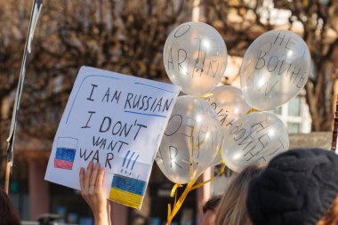 War in Ukraine, support with poster, Strasbourg, France