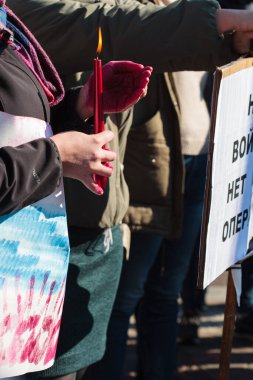 War in Ukraine, support with poster, Strasbourg, France