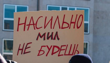 War in Ukraine, support with poster, Strasbourg, France