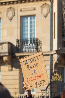 War in Ukraine, support with poster, Strasbourg, France