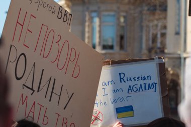 War in Ukraine, support with poster, Strasbourg, France