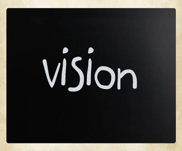 "Wizja "odręczne z białą kredą na tablicy — Zdjęcie stockowe