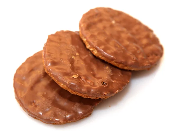 Chocolate biscuits isolated on white — Stock Photo, Image