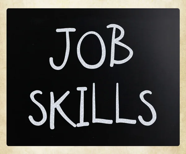 "Job skills" handwritten with white chalk on a blackboard — Stock Photo, Image