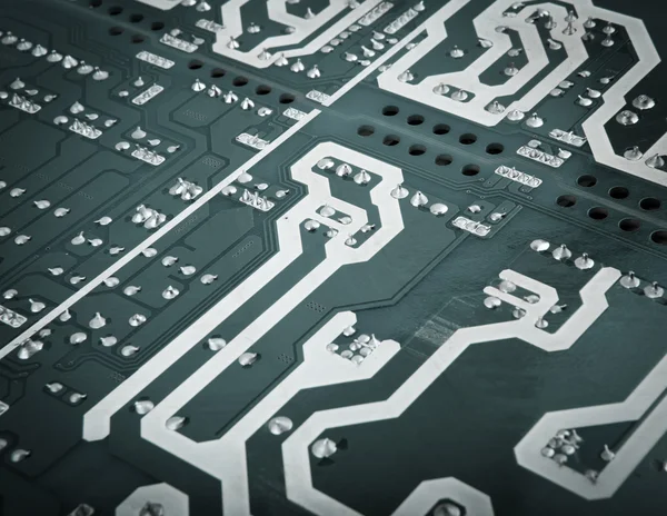 Circuit board from the computer closeup — Stock Photo, Image