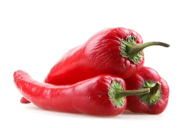 Rote scharfe Chilischote isoliert auf weißem Hintergrund — Stockfoto