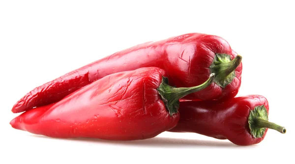 Červené chilli papričky na bílém pozadí — Stock fotografie