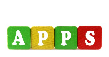 Apps - Ahşap yapı taşlarını izole metin