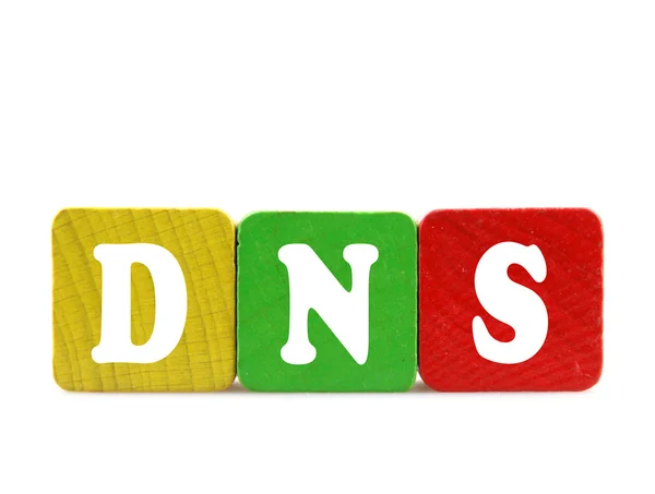 Dns - isolated text in wooden building blocks — Stok fotoğraf