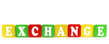 Döviz - Ahşap yapı taşlarını izole metin