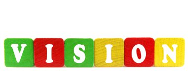 Vizyon - Ahşap yapı taşlarını izole metin