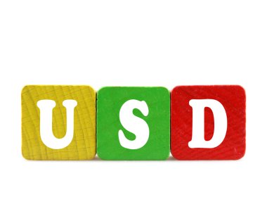 dolar - Ahşap yapı taşlarını izole metin