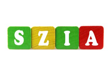 szia - Ahşap yapı taşlarını izole metin