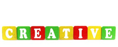 Creative - Ahşap yapı taşlarını izole metin