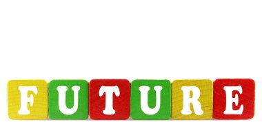 Future - Ahşap yapı taşlarını izole metin