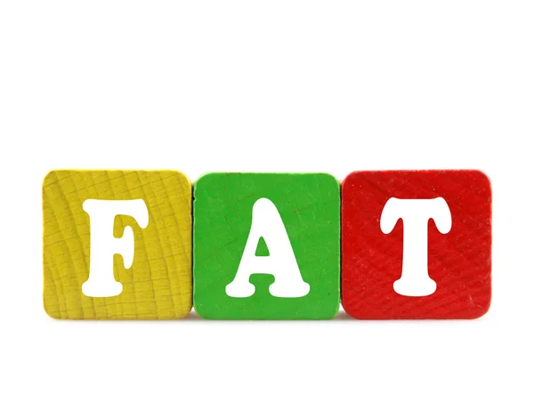 Fat - isolated text in wooden building blocks — Stock Photo, Image