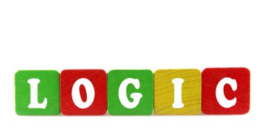 mantık - Ahşap yapı taşlarını izole metin