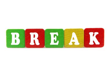 Break - Ahşap yapı taşlarını izole metin