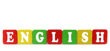 İngilizce - Ahşap yapı taşlarını izole metin