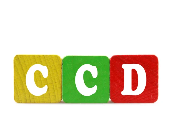 Ccd - text izolat în blocuri de construcții din lemn — Fotografie, imagine de stoc