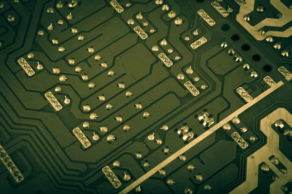 Placa de computador com chips e componentes — Fotografia de Stock