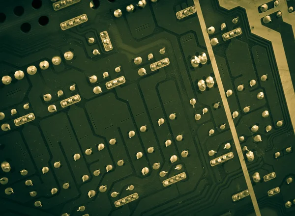Placa de computador com chips e componentes — Fotografia de Stock